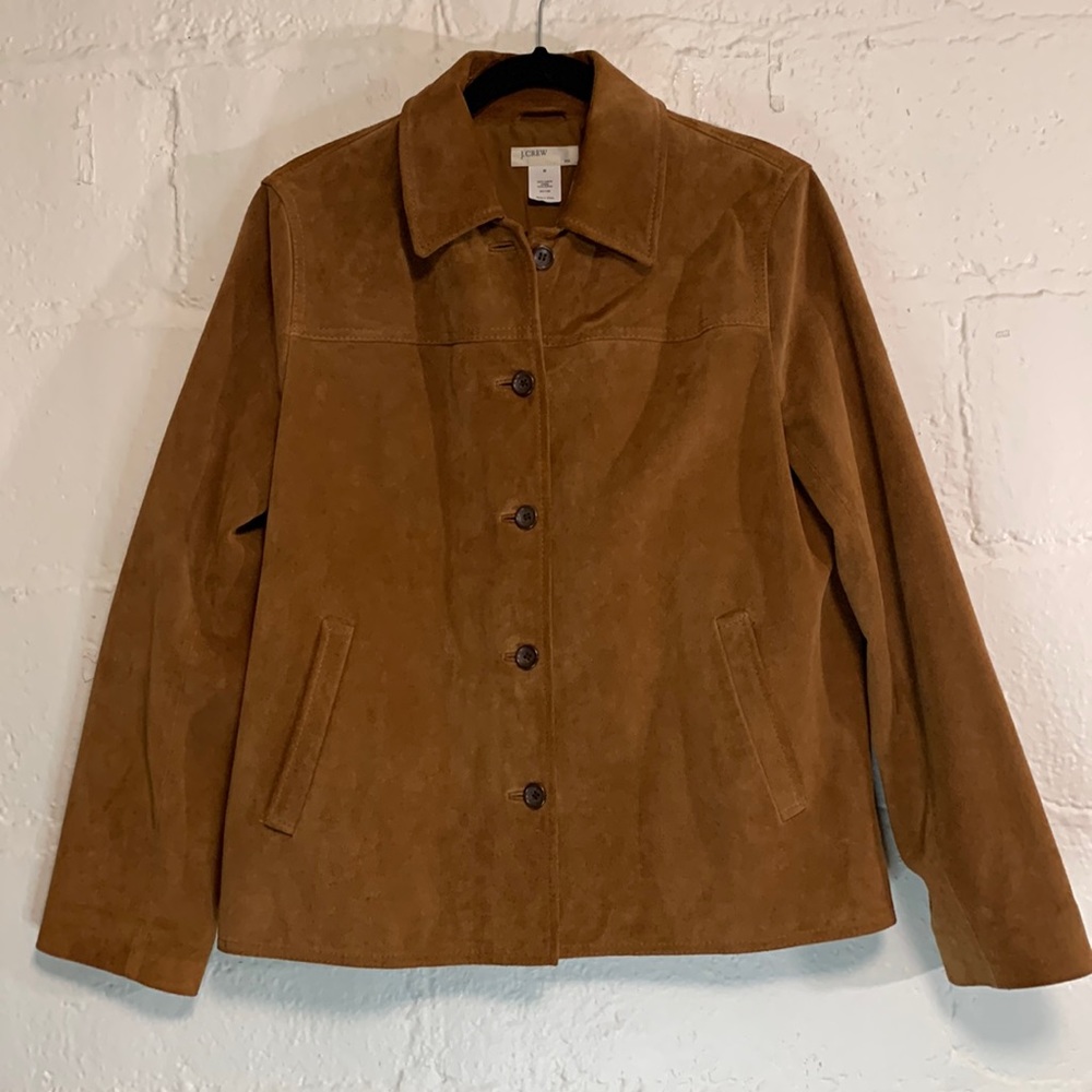 J.Crew Tan Suede Leather Boxy Jacket Sz M